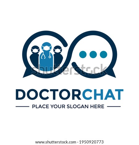 Doctor chat vector logo template. This design use human symbol. Suitable for discussion.