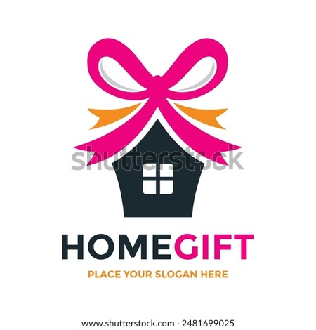 Home gift vector logo template. This design use home as a gift box. Suitable for gift, present.