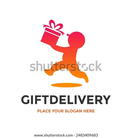 Gift delivery vector logo template. This design use courier and gift box symbol. Suitable for business.