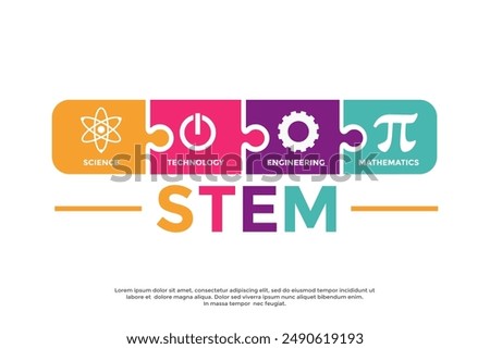 Stem vector logo template. This design features Science Technology Engineering Arts Mathematics symbol. Suitable for education.