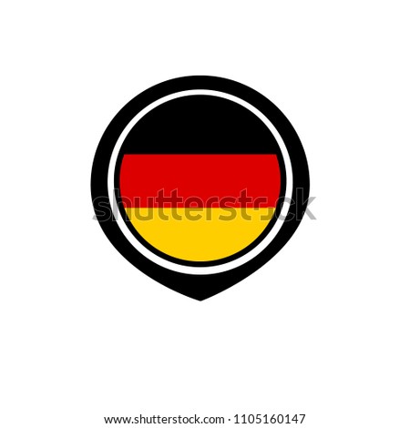 Germany flag and navigation icon.Germany here. map pointer