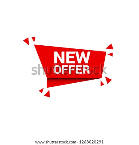 Red banner with text new offer.new offer emblem, label, badge,sticker, logo. Designed for your web site design, logo, app, UI - Vektor 