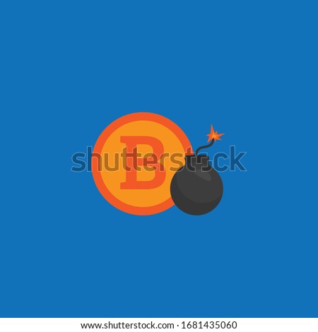 bitcoin coin and bomb.vector illustration.flat design.
