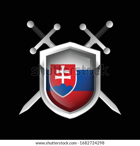 slovakia metallic shield with two crossed swords