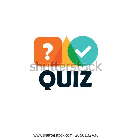 Quiz logo icon vector symbol, logo composed of three shapes, a circle of a square and a triangle.