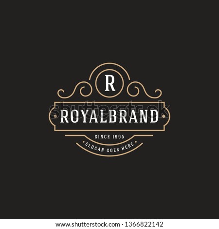 Luxury Logo template flourishes calligraphic elegant ornament lines. identity for Restaurant, Royalty, Boutique, Cafe, Hotel, Heraldic, Jewelry, Fashion and other vector illustration - Vector