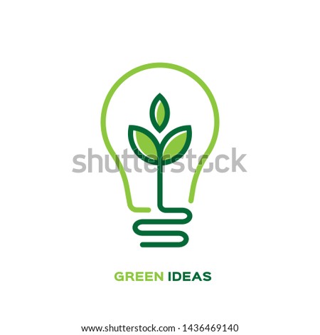 Ecology bulb lamp with leaf logo. Energy saving lamp symbol, icon. Eco Friendly, Eco world, green leaf, energy saving lamp symbol.