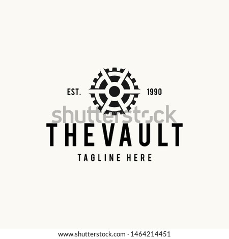 Vault logo hipster vintage retro door vector illustration
