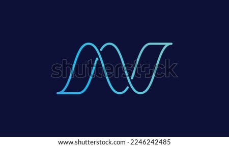 N Letter Logo With Sine Wave Shape Illustration, Technology Company Logo Icon