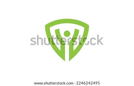 Care and Protection of People Logo, Parenting Vector Icon Design, Shield Logo