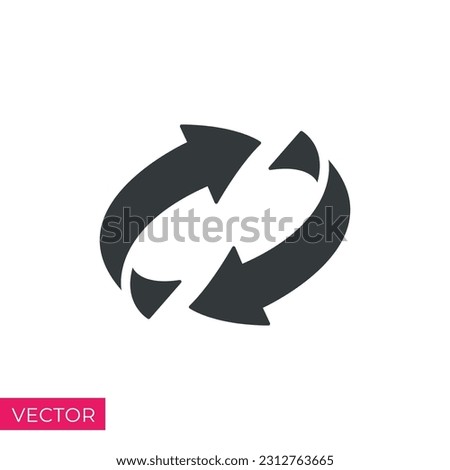 two arrow spin icon, recycle round, circle refresh or restart - icon vector