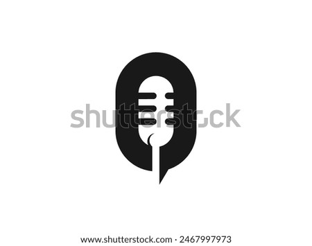 Letter O and Podcast or Radio Logo design using Microphone and Bubble chat or talk icon