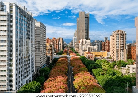 Similar – Image, Stock Photo Streets of modern city in cloudless evening