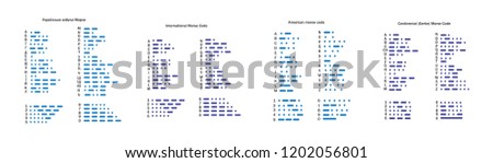 alphabet morse international code, continental, ukrainian and american. set of letters, punctuation marks and numbers