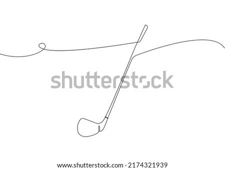 Golf club one line art. Continuous line drawing of sport, luxury, metal, ball sports, activity, wedge, irons. hybrids, fairways, game, training, competitive, leisure, professional, play.