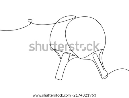 Ping pong rackets one line art. Continuous line drawing of table tennis, sport, fitness, activity, game, paddles, training, leisure, rubber, wood, sporting, equipment, professional, play.