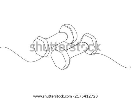 Set of light dumbbells one line art. Continuous line drawing of sport, strength, power, fitness, activity, active, muscular, wellness, weightlifting, weight, workout, athlete, kettlebell, muscle.