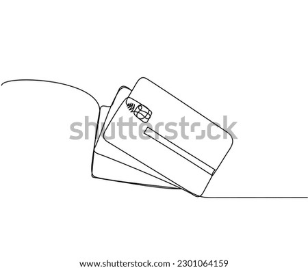 Bank card with a chip, credit card one line art. Continuous line drawing of bank, money, finance, financial, payment, data, savings, economic, wealth, credit