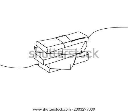 Several bundles of money, cash, banknotes, dollars, hryvnias, euro one line art. Continuous line drawing of bank, money, finance, financial, payment, data, savings, economic, wealth, credit