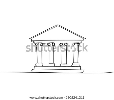 Bank, bank building, court, building with columns one line art. Continuous line drawing of bank, money, finance, financial, payment, data, savings, economic, wealth, credit