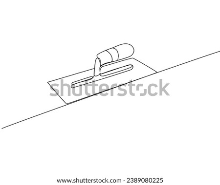 Professional Rectangular Steel Trowel one line art. Continuous line drawing of repair, professional, hand, people, concept, support, maintenance.