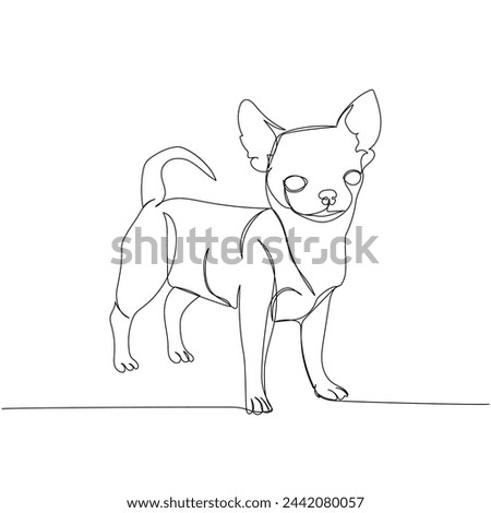 Chihuahua, companion dog, Mexican dog breed one line art. Continuous line drawing of friend, dog, doggy, friendship, care, pet, animal, family, canine.