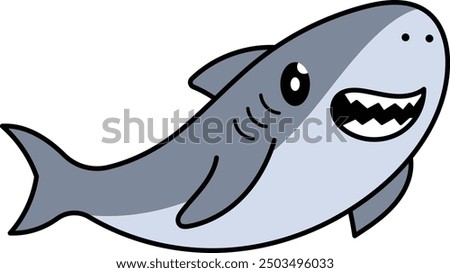 Shark Vector Design with Dynamic Silhouette, Featuring Great White Shark in Underwater Scene.
