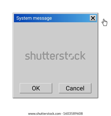 Operation system blank window with two buttons. Vector interface placeholder element for any computer message.