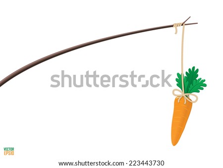Carrot on a stick motivation illustration. Fits for any article about combination of rewards and punishments. Foto d'archivio © 