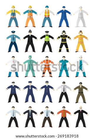 Profession people. Different characters made in cartoon flat style. Vector illustration.