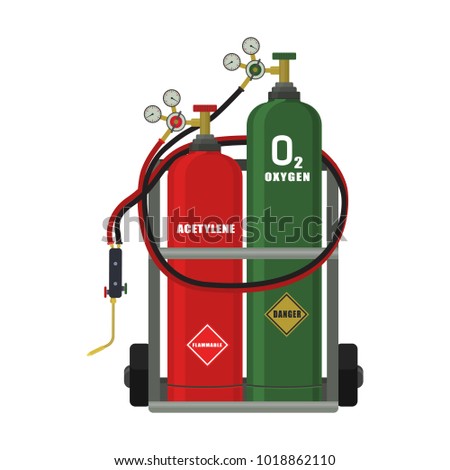 Vector illustration. Gas welding on a white background.