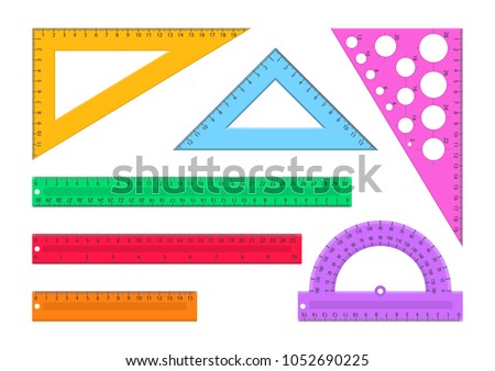 Vector illustration. Set of rulers. Flat style.