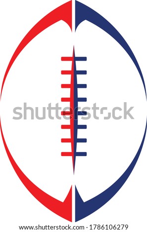 Modern silhouette vector illustration of an American football in red, white and blue. Illustrator 10 eps stylized logo graphic design.