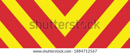 Illustration of red and yellow reflective conspicuity construction stripes with hexagon pattern ghosted into colors. Illustrator eps vector graphic design.