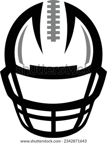 Football helmet logo design template with ball and laces on top of head. Vector eps graphic design.
