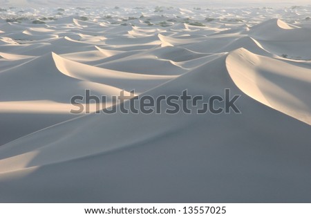 Endless white sand dunes in famous natural landmark Death Valley national park. California. USA