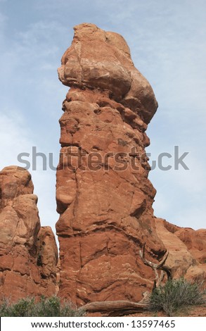 Funny natural Rock statue in Arches national park. Utah. USA