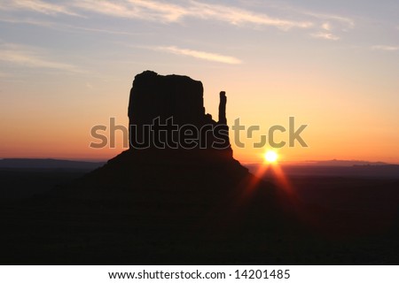 Silhouettes of rocks from the famous Navajo Tribal Park-Monument Valley. Arizona. USA