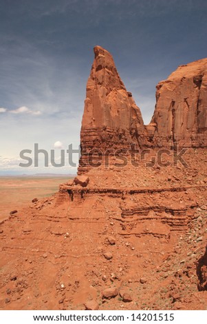 View of famous rock formations in Monument Valley. Arizona/Utah State line. USA
