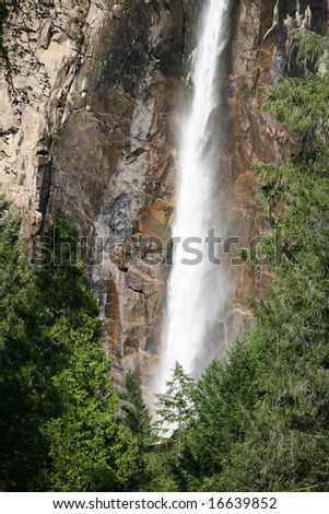 Famous natural landmark Brideveil falls. Yosemite national park. California. USA