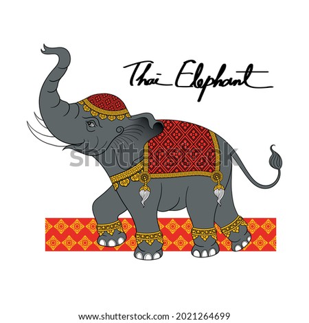 Thai elephant art painting vector illustration,print t-shirts,poster,card Imagine de stoc © 
