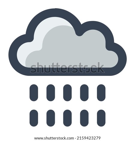 Rain season in gray filled color 
icon. Heavy rain, cloud, storm, weather