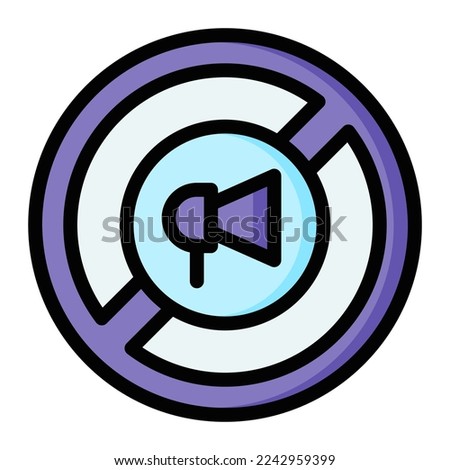 Isolated ad block symbol in color filled icon on white background. Megaphone, bullhorn, advertisement,  prohibition, warning, web, seo