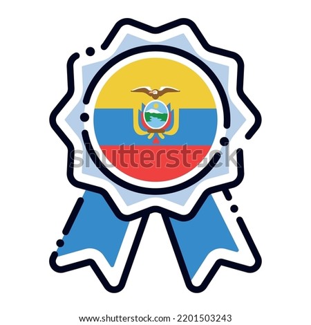 Isolated silk medal icon with the flag of Ecuador Vector