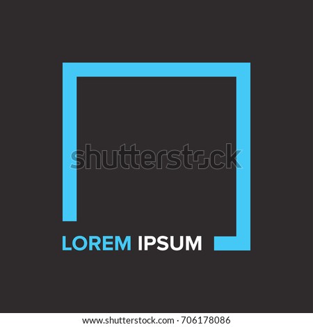 Square logo design. Square logo vector. Blue shape with dark background