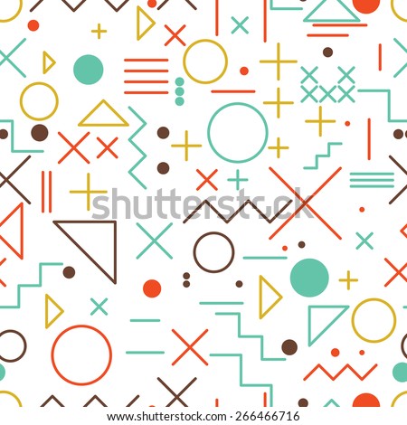 Seamless abstract pattern, flat vector of geometric colorful shapes and figures