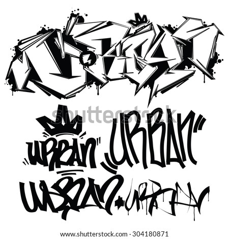 Urban typography graffiti tags