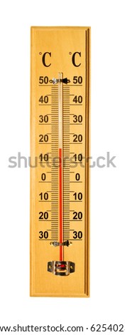 Wooden thermometer isolated on white background