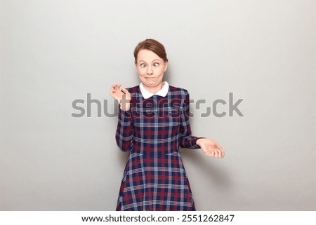 Similar – Image, Stock Photo Funny woman making silly face on street