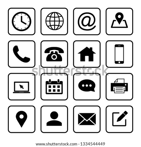 Web icons set. Web design icon. computer and mobile icons. phone, website, mail, time, call, home, printer, laptop, calendar, chat, edit, pin, map, person,